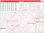 West Virginia <br /> Wall Map <br /> Zip Code <br /> Red Line Style 2025 Map