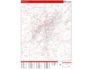 Birmingham <br /> Wall Map <br /> Zip Code <br /> Red Line Style 2025 Map