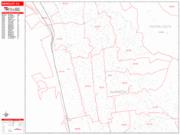 Berkeley <br /> Wall Map <br /> Zip Code <br /> Red Line Style 2025 Map