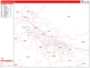 Coachella Valley <br /> Wall Map <br /> Zip Code <br /> Red Line Style 2026 Map