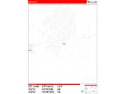 Hanford <br /> Wall Map <br /> Zip Code <br /> Red Line Style 2025 Map