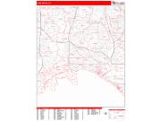 Long Beach <br /> Wall Map <br /> Zip Code <br /> Red Line Style 2025 Map