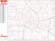 Los Angeles <br /> Wall Map <br /> Zip Code <br /> Red Line Style 2025 Map