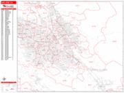 San Jose <br /> Wall Map <br /> Zip Code <br /> Red Line Style 2025 Map