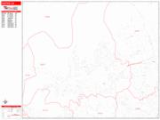 Santee <br /> Wall Map <br /> Zip Code <br /> Red Line Style 2025 Map