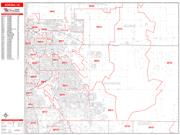 Aurora <br /> Wall Map <br /> Zip Code <br /> Red Line Style 2025 Map