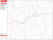 Danbury <br /> Wall Map <br /> Zip Code <br /> Red Line Style 2025 Map