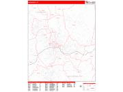 Waterbury <br /> Wall Map <br /> Zip Code <br /> Red Line Style 2025 Map