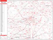 Washington <br /> Wall Map <br /> Zip Code <br /> Red Line Style 2025 Map