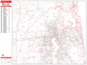 Jacksonville <br /> Wall Map <br /> Zip Code <br /> Red Line Style 2025 Map