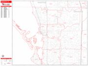 Sarasota <br /> Wall Map <br /> Zip Code <br /> Red Line Style 2025 Map