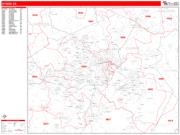 Athens <br /> Wall Map <br /> Zip Code <br /> Red Line Style 2025 Map