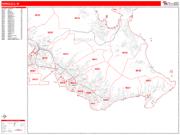 Honolulu <br /> Wall Map <br /> Zip Code <br /> Red Line Style 2025 Map