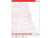 Chicago <br /> Wall Map <br /> Zip Code <br /> Red Line Style 2025 Map