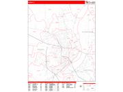 Peoria <br /> Wall Map <br /> Zip Code <br /> Red Line Style 2025 Map