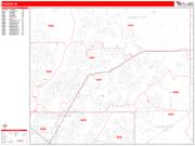 Fishers <br /> Wall Map <br /> Zip Code <br /> Red Line Style 2025 Map