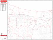 Gary <br /> Wall Map <br /> Zip Code <br /> Red Line Style 2025 Map