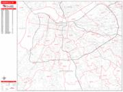 Louisville <br /> Wall Map <br /> Zip Code <br /> Red Line Style 2025 Map