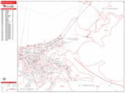 New Orleans <br /> Wall Map <br /> Zip Code <br /> Red Line Style 2025 Map