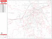 Shreveport <br /> Wall Map <br /> Zip Code <br /> Red Line Style 2025 Map
