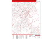 Boston <br /> Wall Map <br /> Zip Code <br /> Red Line Style 2025 Map