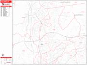 Chicopee <br /> Wall Map <br /> Zip Code <br /> Red Line Style 2025 Map