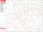 Newton <br /> Wall Map <br /> Zip Code <br /> Red Line Style 2025 Map