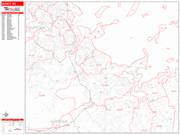 Quincy <br /> Wall Map <br /> Zip Code <br /> Red Line Style 2025 Map
