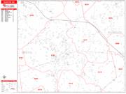 Taunton <br /> Wall Map <br /> Zip Code <br /> Red Line Style 2025 Map