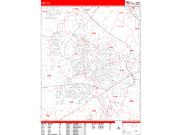 Cary <br /> Wall Map <br /> Zip Code <br /> Red Line Style 2025 Map