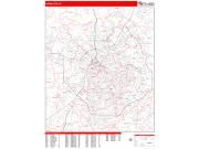 Charlotte <br /> Wall Map <br /> Zip Code <br /> Red Line Style 2025 Map