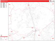 Huntersville <br /> Wall Map <br /> Zip Code <br /> Red Line Style 2025 Map