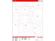Bellevue <br /> Wall Map <br /> Zip Code <br /> Red Line Style 2025 Map