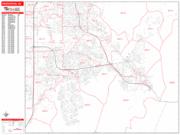 Henderson <br /> Wall Map <br /> Zip Code <br /> Red Line Style 2025 Map