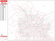 Las Vegas <br /> Wall Map <br /> Zip Code <br /> Red Line Style 2025 Map