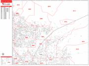 North Las Vegas <br /> Wall Map <br /> Zip Code <br /> Red Line Style 2025 Map