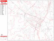 Albany <br /> Wall Map <br /> Zip Code <br /> Red Line Style 2025 Map