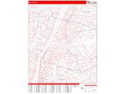 New York <br /> Wall Map <br /> Zip Code <br /> Red Line Style 2025 Map