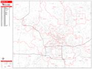Akron <br /> Wall Map <br /> Zip Code <br /> Red Line Style 2025 Map