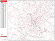 Cincinnati <br /> Wall Map <br /> Zip Code <br /> Red Line Style 2025 Map