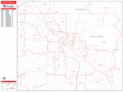 Youngstown <br /> Wall Map <br /> Zip Code <br /> Red Line Style 2025 Map