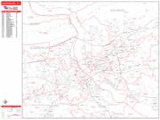 Harrisburg <br /> Wall Map <br /> Zip Code <br /> Red Line Style 2025 Map