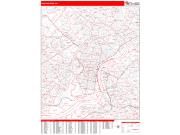 Philadelphia <br /> Wall Map <br /> Zip Code <br /> Red Line Style 2025 Map
