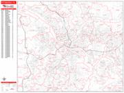 Pittsburgh <br /> Wall Map <br /> Zip Code <br /> Red Line Style 2025 Map