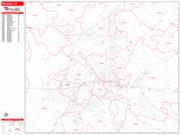 Reading <br /> Wall Map <br /> Zip Code <br /> Red Line Style 2025 Map