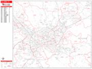 Columbia <br /> Wall Map <br /> Zip Code <br /> Red Line Style 2025 Map