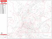 Chattanooga <br /> Wall Map <br /> Zip Code <br /> Red Line Style 2025 Map
