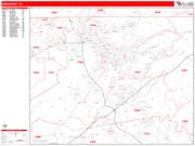 Kingsport <br /> Wall Map <br /> Zip Code <br /> Red Line Style 2025 Map
