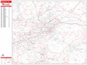 Knoxville <br /> Wall Map <br /> Zip Code <br /> Red Line Style 2025 Map