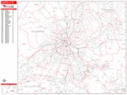 Nashville <br /> Wall Map <br /> Zip Code <br /> Red Line Style 2025 Map